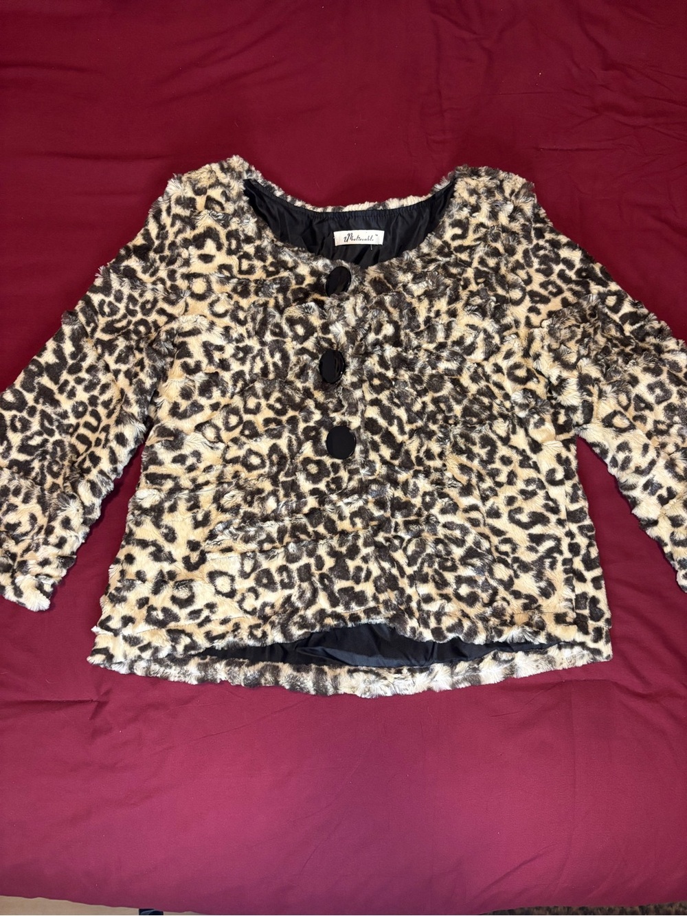 leopard print y2k fur long sleeve top (brand Unbelievable)